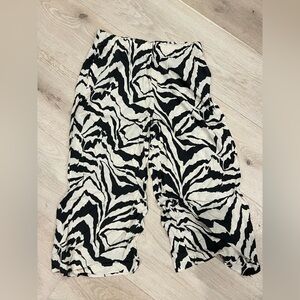 H&M Black and White Straight Leg Pants with Zebra Print